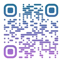 a blue and purple qr code on a white background